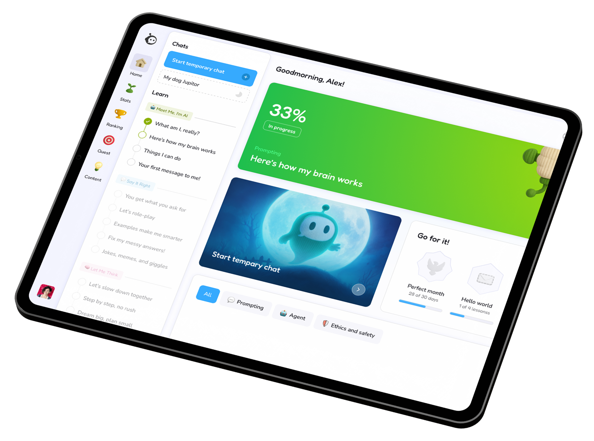 Lurni tablet interface
